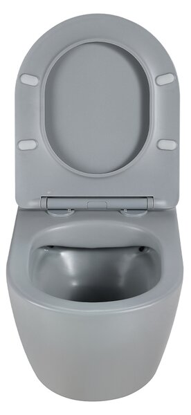 BPS-koupelny Závesná WC misa so SoftClose sedadlom PEAK MTGR RIM 03, sivá mat
