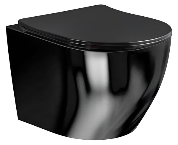 BPS-koupelny Závesná WC misa so SoftClose sedadlom MIZU BL RIM 03, čierna