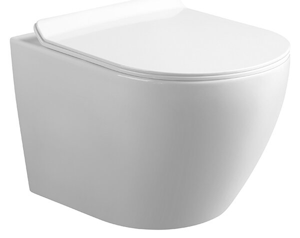 BPS-koupelny Závesná WC misa so SoftClose sedadlom MIZU WH RIM 01, biela