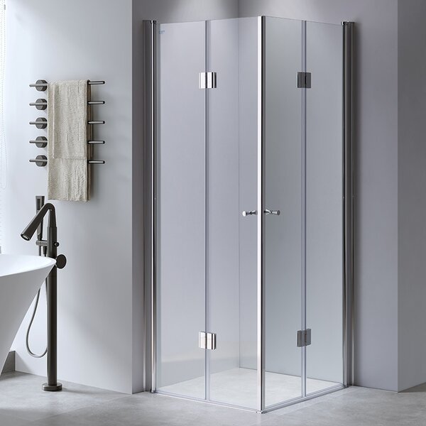 BPS-koupelny Štvorcový sprchový kút KZ1290C 100x100 chróm/transparent + vanička SXL02C BL čierna