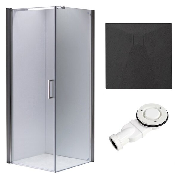BPS-koupelny Štvorcový sprchový kút KZ1190B 90x90 chróm/transparent + vanička RIKO BL čierna