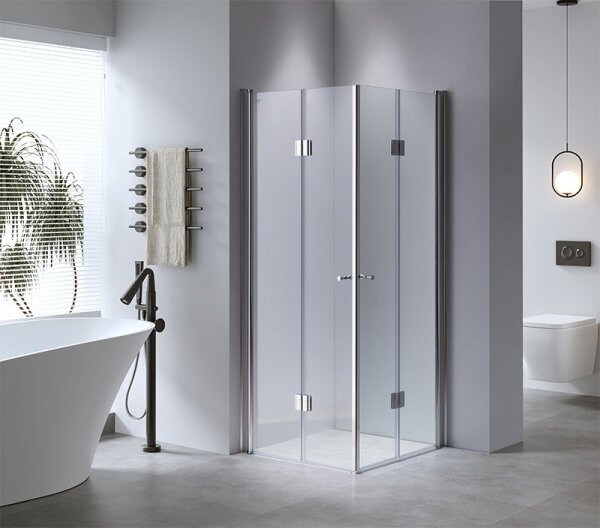BPS-koupelny Štvorcový sprchový kút KZ1290C 100x100 chróm/transparent + vanička ST06A WH biela