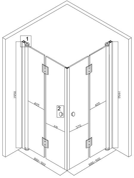 BPS-koupelny Štvorcový sprchový kút BS08B-M 90x90 čierna/transparent + vanička RIKO BL čierna
