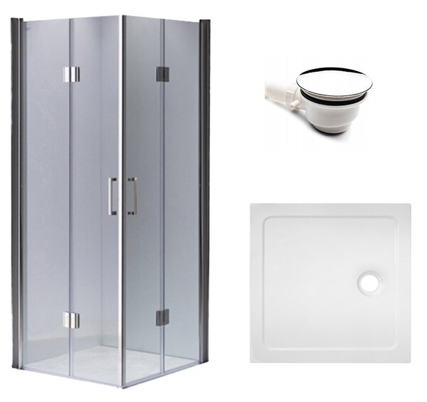 BPS-koupelny Štvorcový sprchový kút KZ1290C 100x100 chróm/transparent + vanička ST06A WH biela