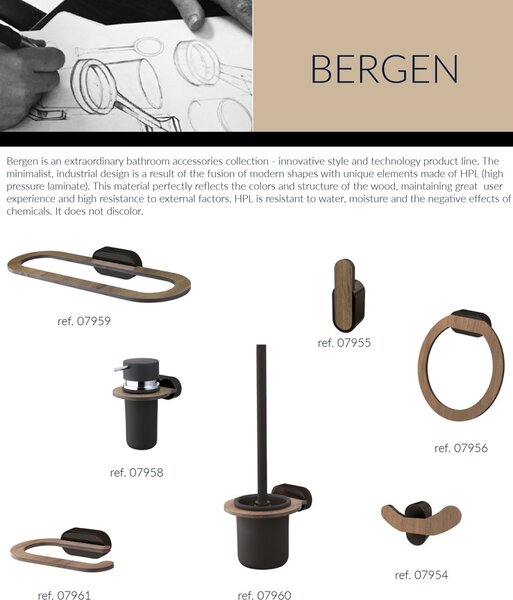 BISK Erga Bergen, držiak na uteráky 310 mm, čierna-hnedá, ERG-07959