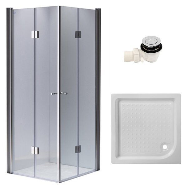 BPS-koupelny Štvorcový sprchovací kút KZ1290C 100x100 chróm/transparent + vanička SXL02C biela