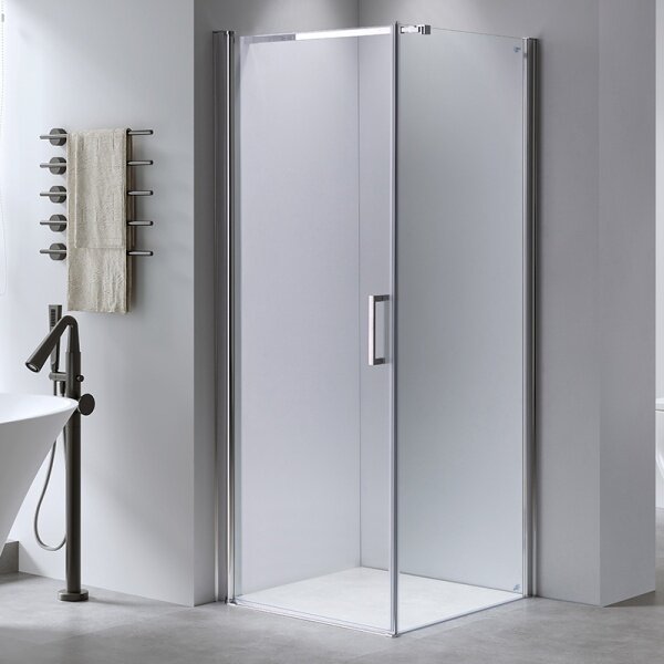BPS-koupelny Štvorcový sprchový kút KZ1190B 90x90 chróm/transparent + vanička RIKO BL čierna