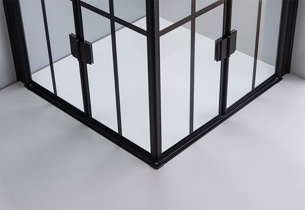 BPS-koupelny Štvorcový sprchový kút BS08B-M 90x90 čierna/transparent + vanička RIKO BL čierna