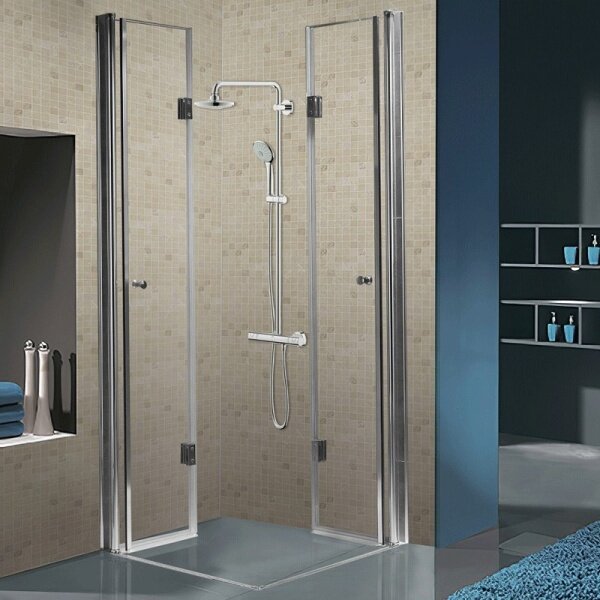 BPS-koupelny Štvorcový sprchový kút KZ1290C 100x100 chróm/transparent + vanička ST06A WH biela