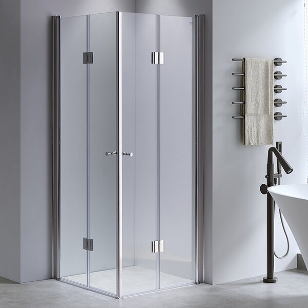 BPS-koupelny Štvorcový sprchový kút KZ1290C 100x100 chróm/transparent + vanička SXL02C BL čierna