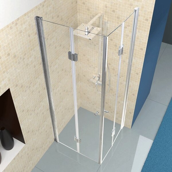 BPS-koupelny Štvorcový sprchový kút KZ1290C 100x100 chróm/transparent + vanička SXL02C BL čierna