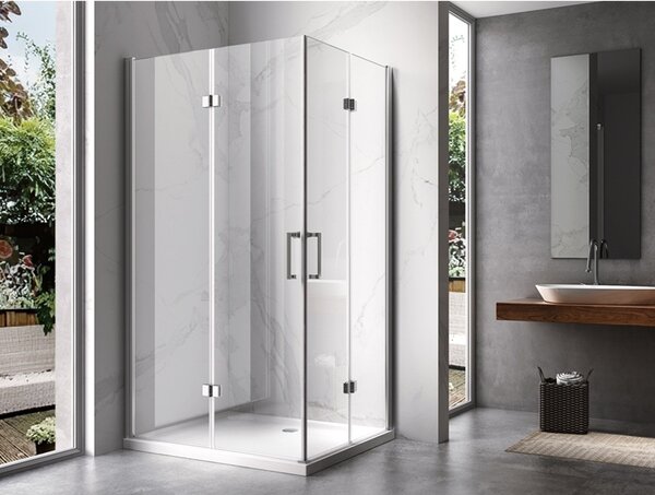 BPS-koupelny Obdĺžnikový sprchovací kút KZ13A 100x90 chróm/transparent + vanička ST04A biela