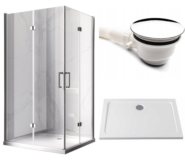 BPS-koupelny Obdĺžnikový sprchovací kút KZ13A 100x90 chróm/transparent + vanička ST04A biela