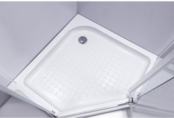 BPS-koupelny Päťuholníkový sprchovací kút KZ91A BL 80x80 čierna/transparent + vanička SXL07A WH biela