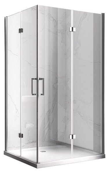 BPS-koupelny Obdĺžnikový sprchovací kút KZ13A 100x90 chróm/transparent + vanička ST04A biela