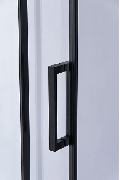 BPS-koupelny Posuvné sprchové dvere SH03D 120 čierne/transparent pre inštaláciu do niky + vanička ST06C 120x100 biela