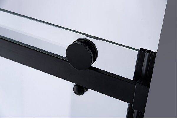 BPS-koupelny Posuvné sprchové dvere SH03D 120 čierne/transparent pre inštaláciu do niky + vanička ST06C 120x100 biela