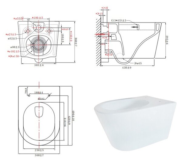 BPS-koupelny Závesná WC misa so SoftClose sedadlom ELITE MTB 03, čierna matná