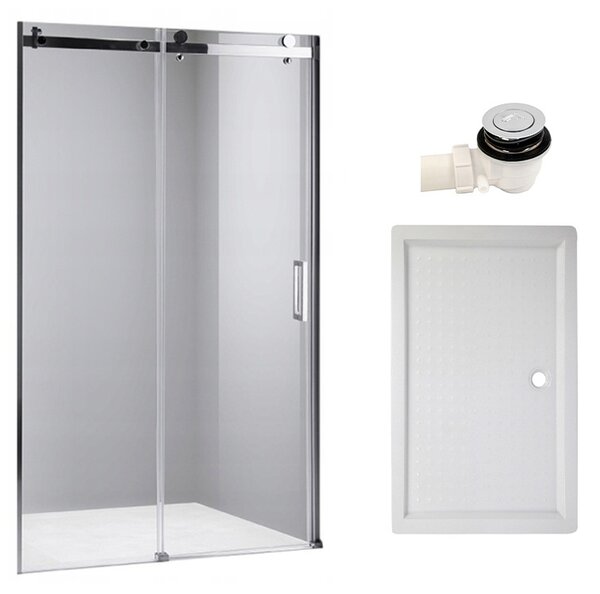 BPS-koupelny Posuvné sprchové dvere SH03B 100 chróm/transparent pre inštaláciu do niky + vanička SXL03C 100x80 biela