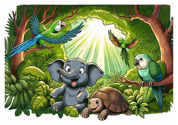 Sklenený obraz - Veselé zvieratká (70x50 cm)