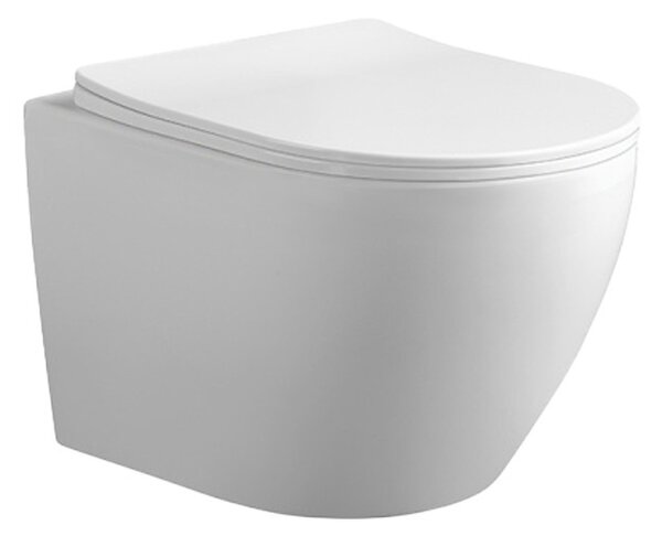 BPS-koupelny Závesná WC misa so SoftClose sedadlom MIZU WH RIM 03, biela