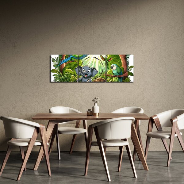 Obraz - Veselé zvieratká (s hodinami) (90x30 cm)