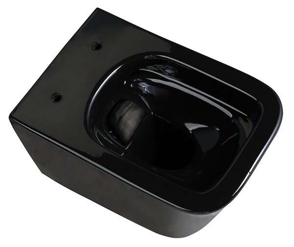 BPS-koupelny Závesná WC misa so SoftClose sedadlom RAIN BL GL RIM 03, čierna lesk/zlatý prúžok