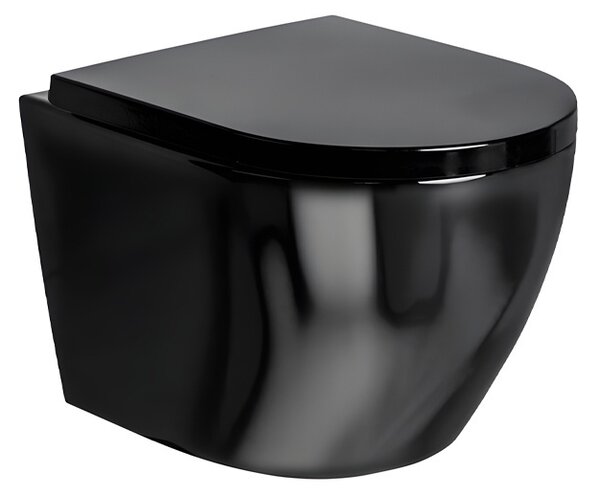BPS-koupelny Závesná WC misa so SoftClose sedadlom MIZU BL RIM 02, čierna