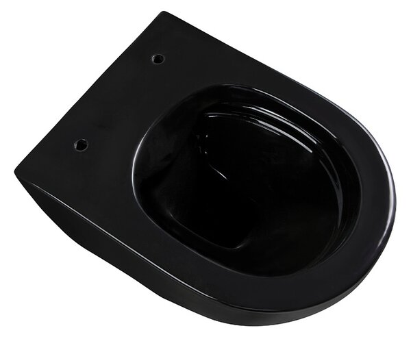 BPS-koupelny Závesná WC misa so SoftClose sedadlom MIZU BL GL RIM 03, čierna lesk/zlatý prúžok