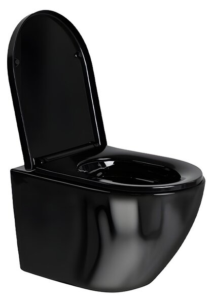 BPS-koupelny Závesná WC misa so SoftClose sedadlom MIZU BL RIM 02, čierna