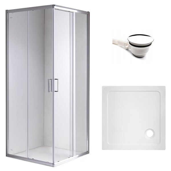 BPS-koupelny Štvorcový sprchový kút KZ93D 70x70 chróm/transparent + vanička ST02C WH biela