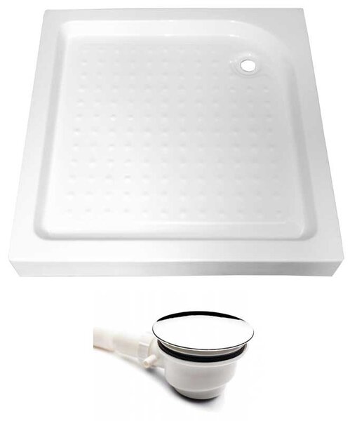 BPS-koupelny Štvorcový sprchový kút KZ93B 90x90 chróm/transparent + vanička SXL02B WH biela