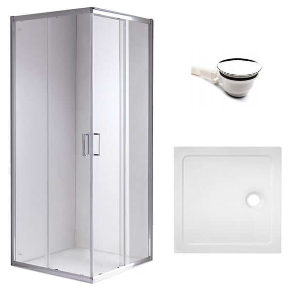 BPS-koupelny Štvorcový sprchový kút KZ93C 100x100 chróm/transparent + vanička ST06A WH biela