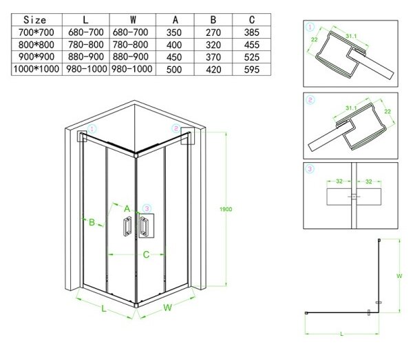 BPS-koupelny Štvorcový sprchový kút KZ93D 70x70 chróm/transparent + vanička ST02C WH biela