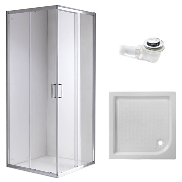 BPS-koupelny Štvorcový sprchový kút KZ93B 90x90 chróm/transparent + vanička SXL02B WH biela