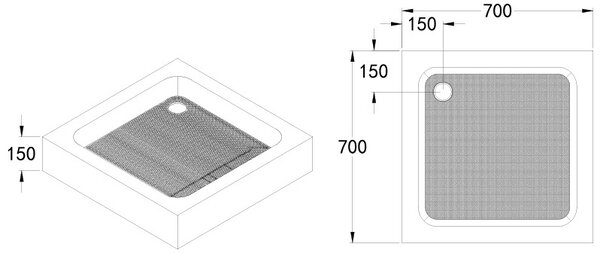 BPS-koupelny Štvorcový sprchový kút KZ93C 70x70 chróm/transparent + vanička SXL02A WH biela