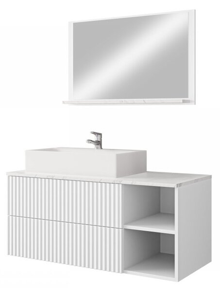 Mirjan24 Kúpeľňová zostava Kiegi Ryfel I, Farby: orech warmia drážky / orech warmia + bianco mramor, Sifón: bez sifónu, Umývadlo: nie 5903211379321