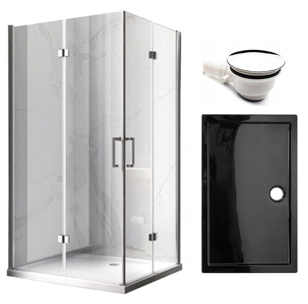 BPS-koupelny Obdĺžnikový sprchový kút KZ12B BL 100x80 chróm/transparent + vanička ST03A BL čierna