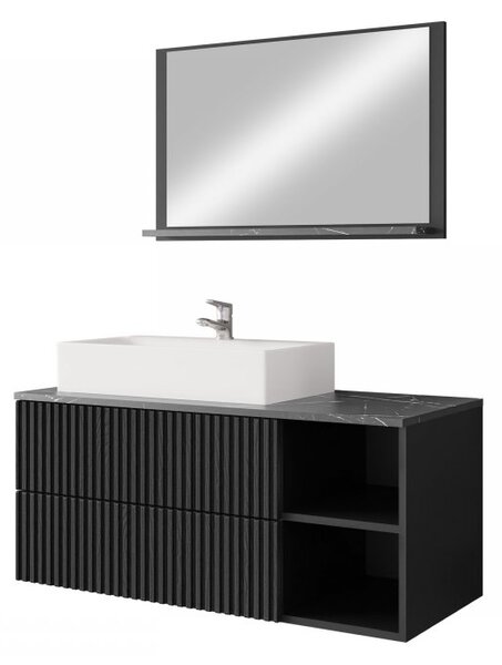Mirjan24 Kúpeľňová zostava Kiegi Ryfel I, Farby: orech warmia drážky / orech warmia + bianco mramor, Sifón: bez sifónu, Umývadlo: nie 5903211379321