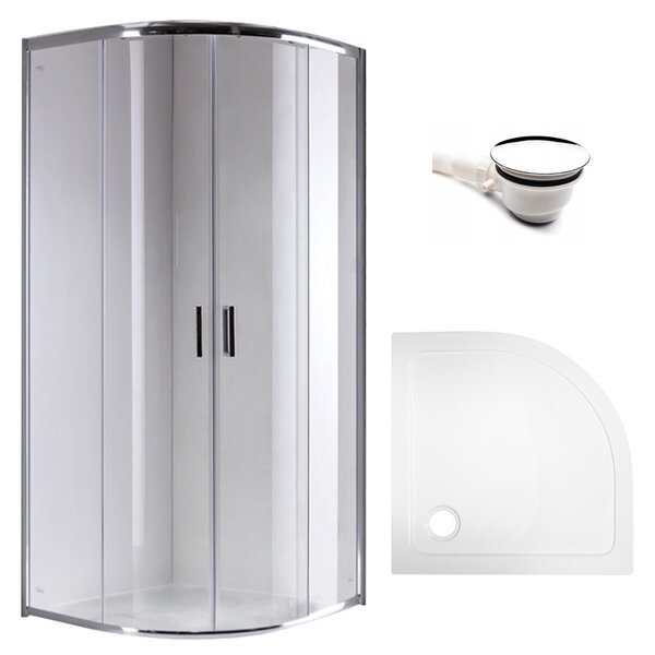 BPS-koupelny Štvrťkruhový sprchový kút KZ94A 80x80 cm chróm/transparent + vanička ST01A WH biela
