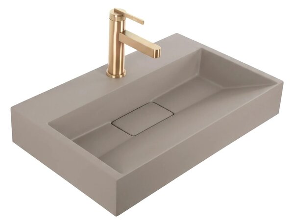 Doskové/závesné umývadlo z konglomerátu REA GOYA TAUPE 50x37 cm, šedobéžová