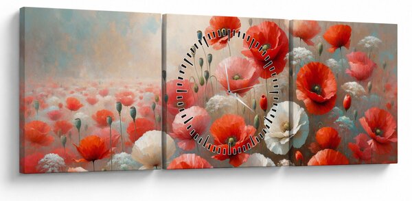 Obraz - Maľba vlčích makov (s hodinami) (90x30 cm)