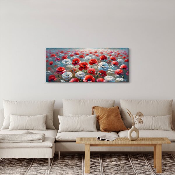 Obraz - Pole vlčích makov (120x50 cm)