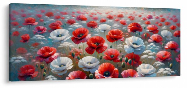 Obraz - Pole vlčích makov (120x50 cm)