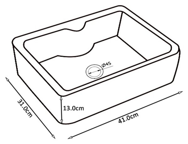 BPS-koupelny Keramické umývadlo na dosku ELISE WH 410 41x31 cm, biele
