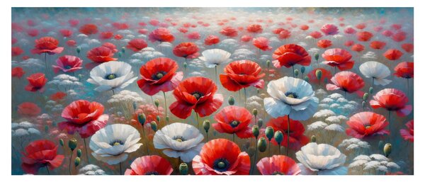 Obraz - Pole vlčích makov (120x50 cm)