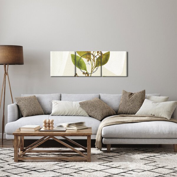 Obraz - Akvarelová vetvička N⁰1 (s hodinami) (90x30 cm)