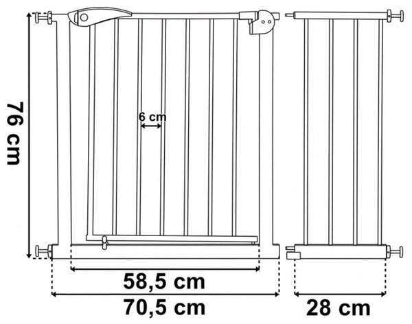 Bezpečnostná zábrana na schody NILA biela 75-113 cm
