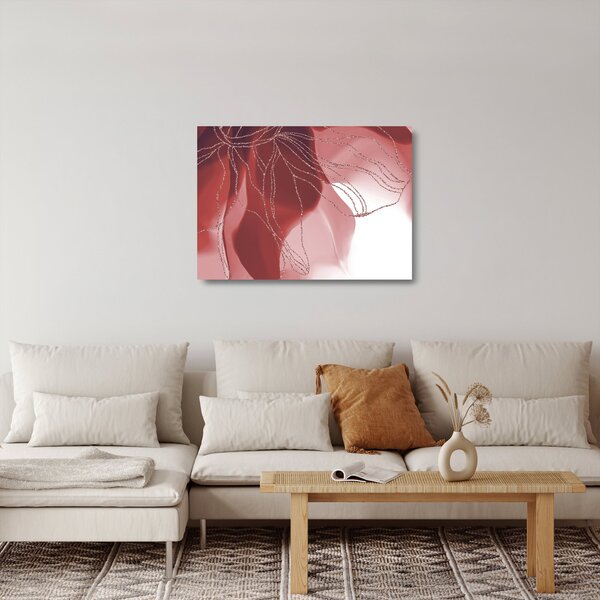 Sklenený obraz - Červená abstraktná kvetina N⁰1 (70x50 cm)