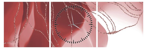 Obraz - Červená abstraktná kvetina N⁰1 (s hodinami) (90x30 cm)